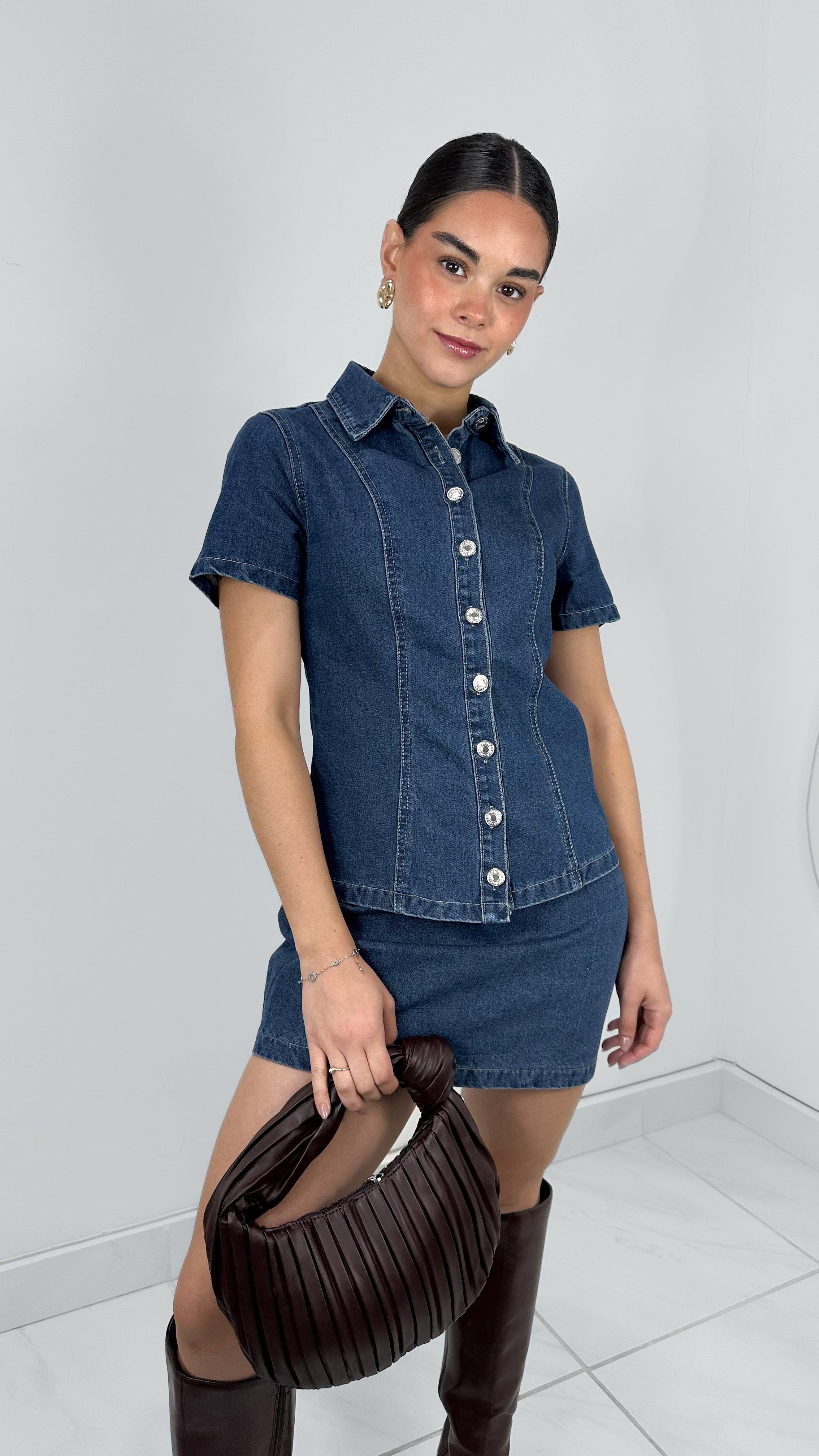 FALDA DENIM CORTA RECTA