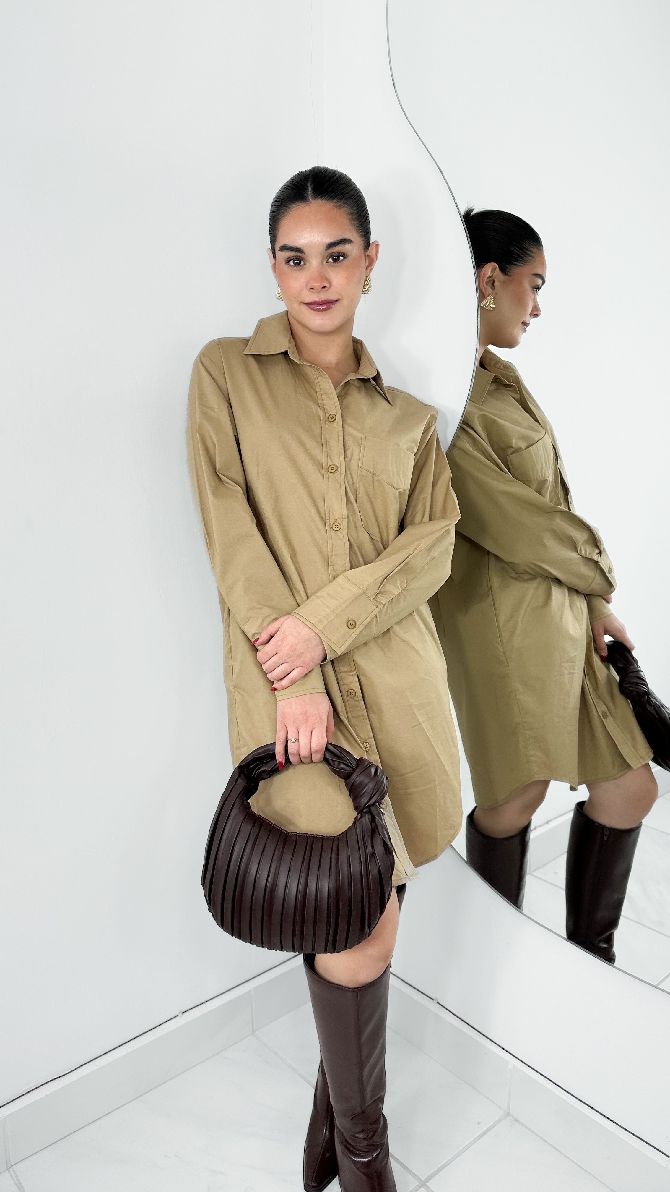 VESTIDO CAMISOLA OVERSIZED TAUPE