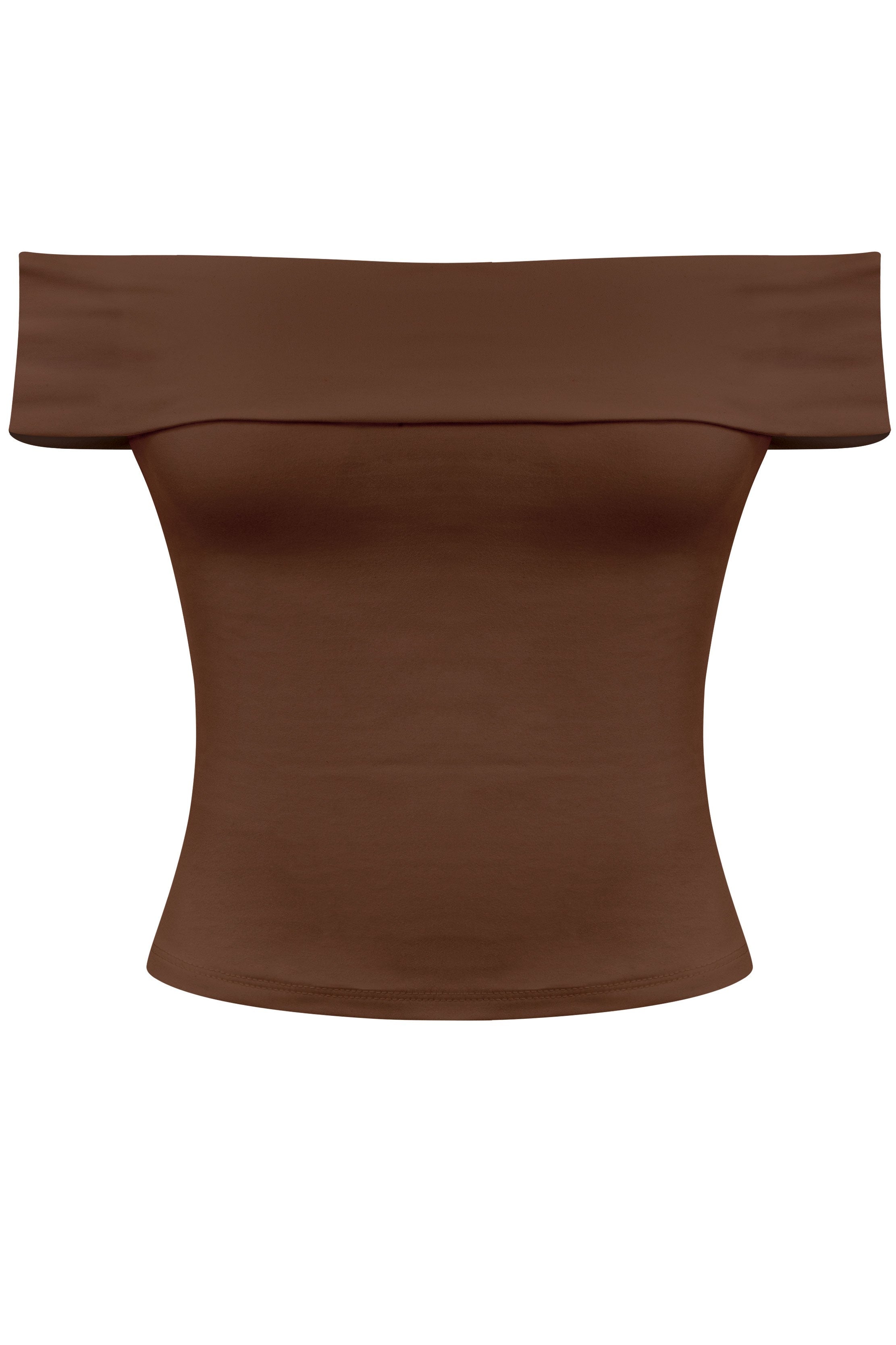 BLUSA DOBLE TELA SIN HOMBROS BROWN