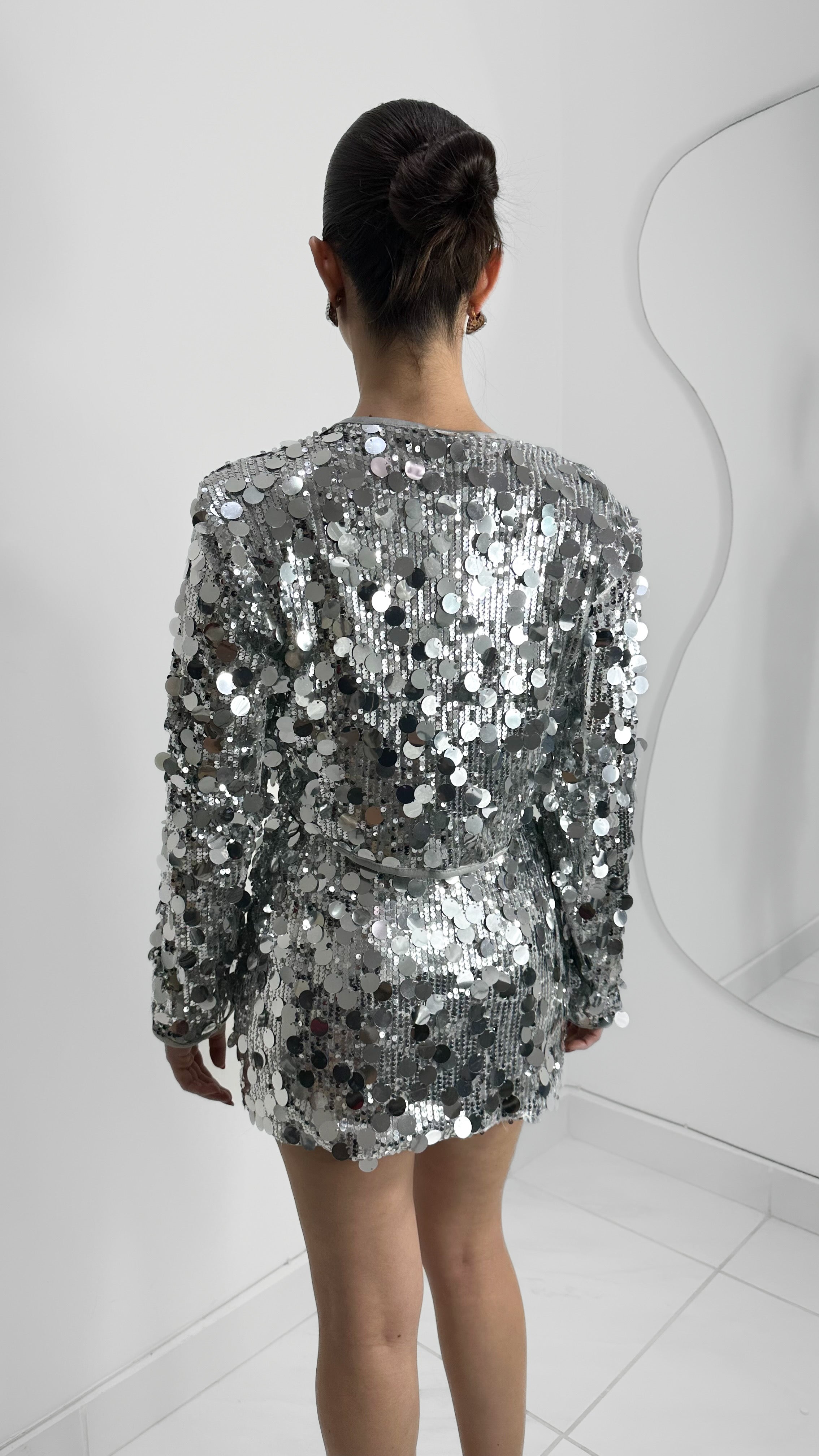 CAZADORA SILVER SEQUIN RECTA