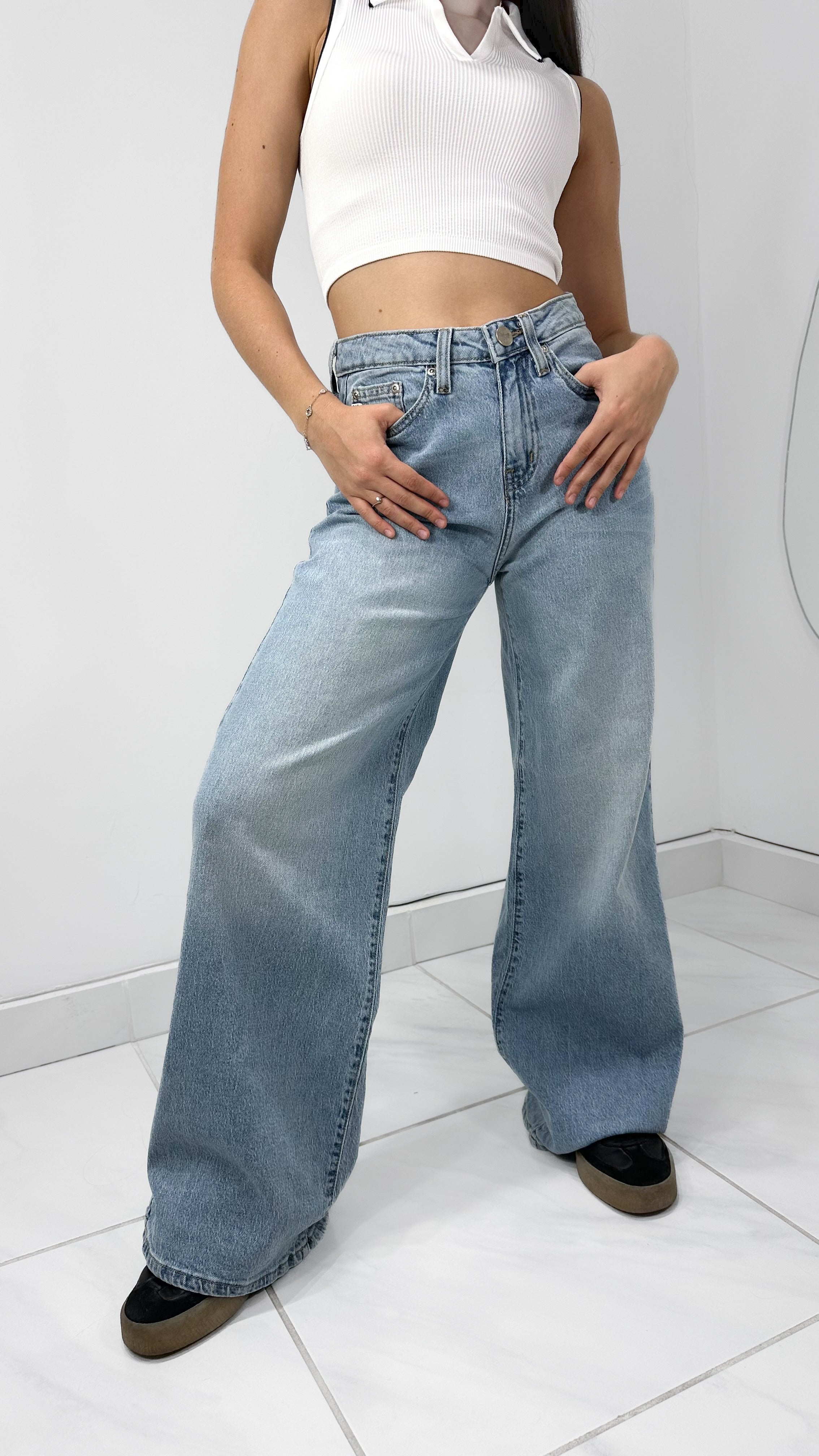 RESTOCK!DENIM HIGH WAISTED STRAIGHT JEANS SKY BLUE