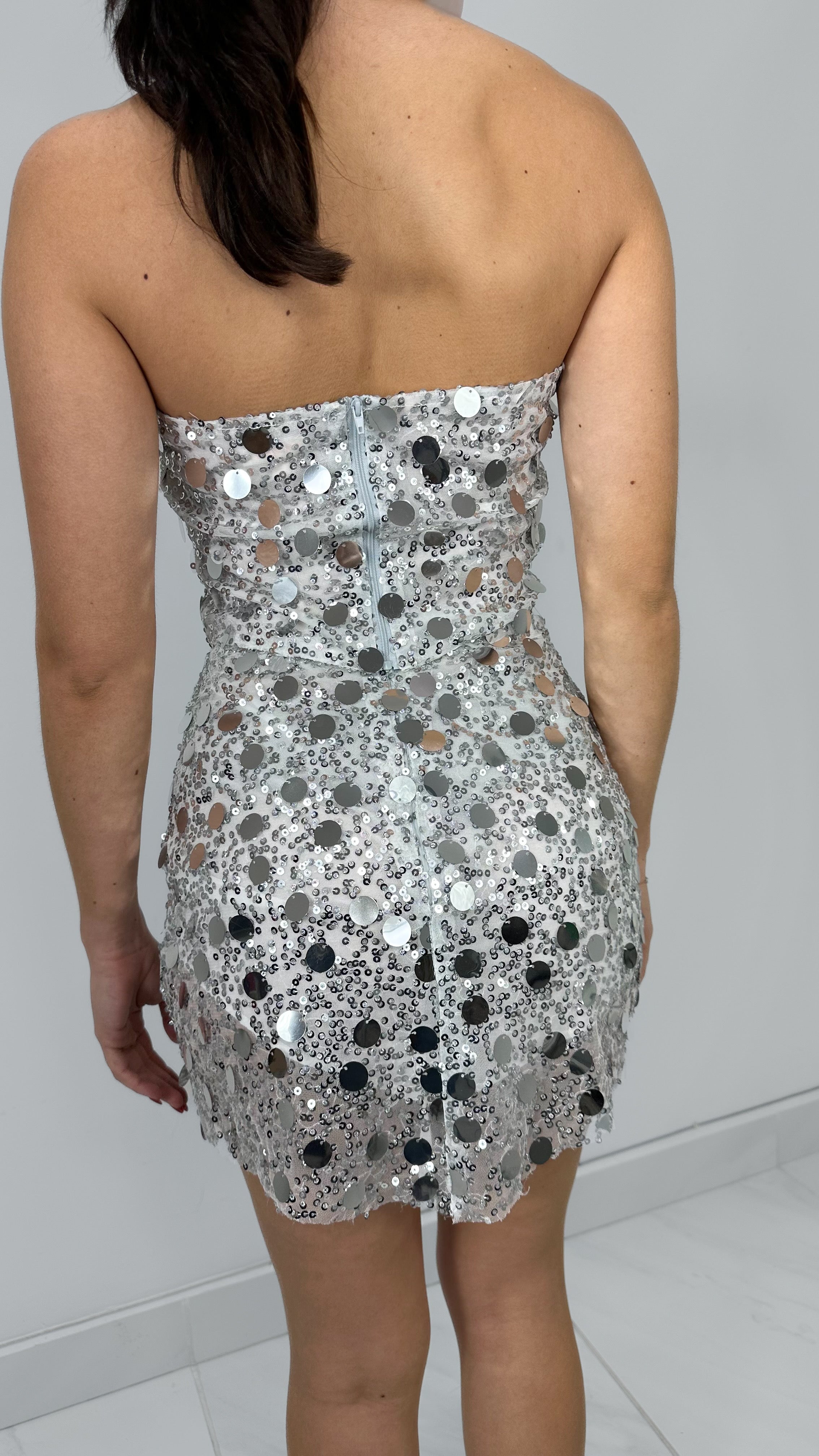 FALDA TIRO ALTO SILVER SEQUIN