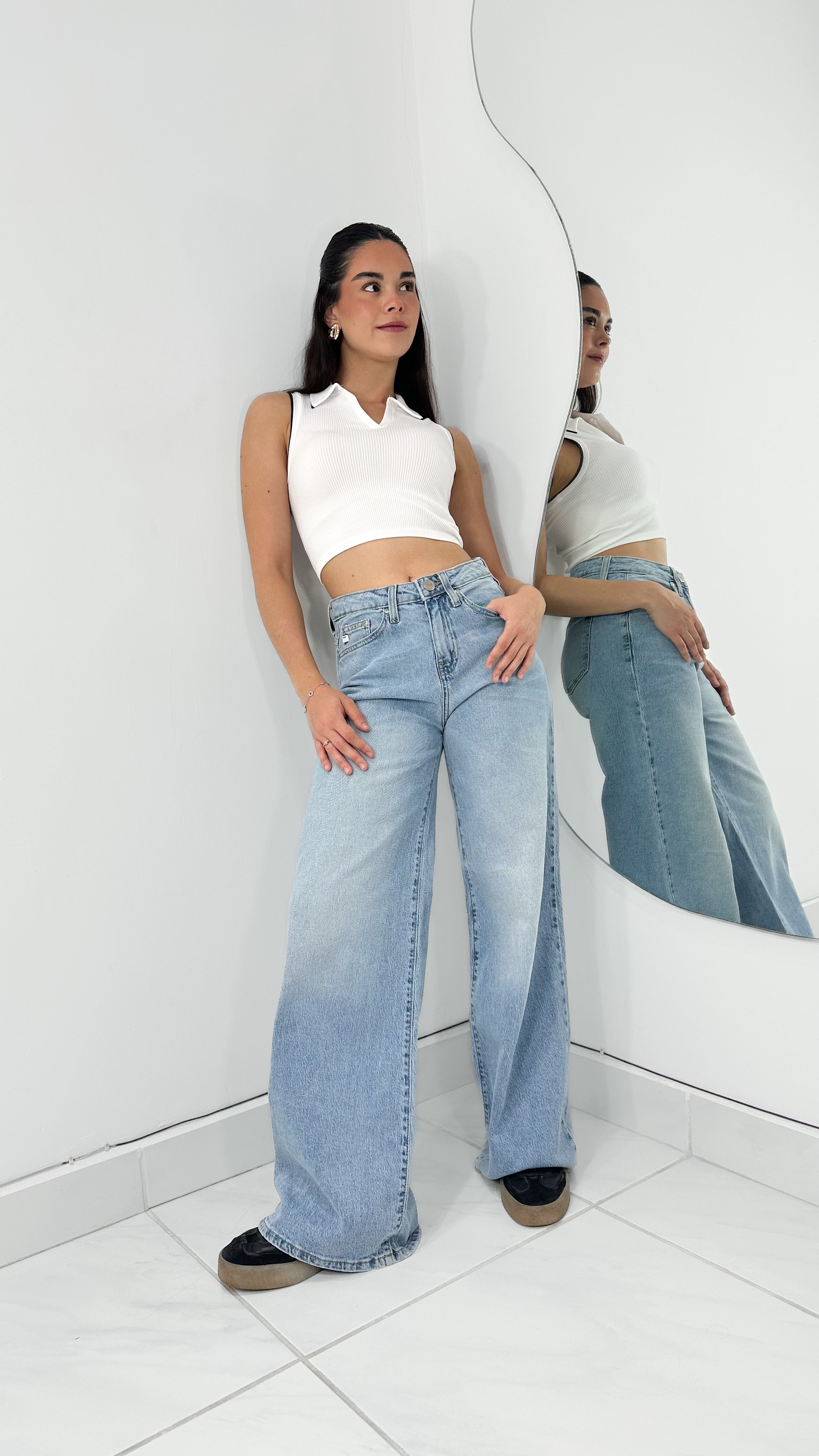 RESTOCK!DENIM HIGH WAISTED STRAIGHT JEANS SKY BLUE