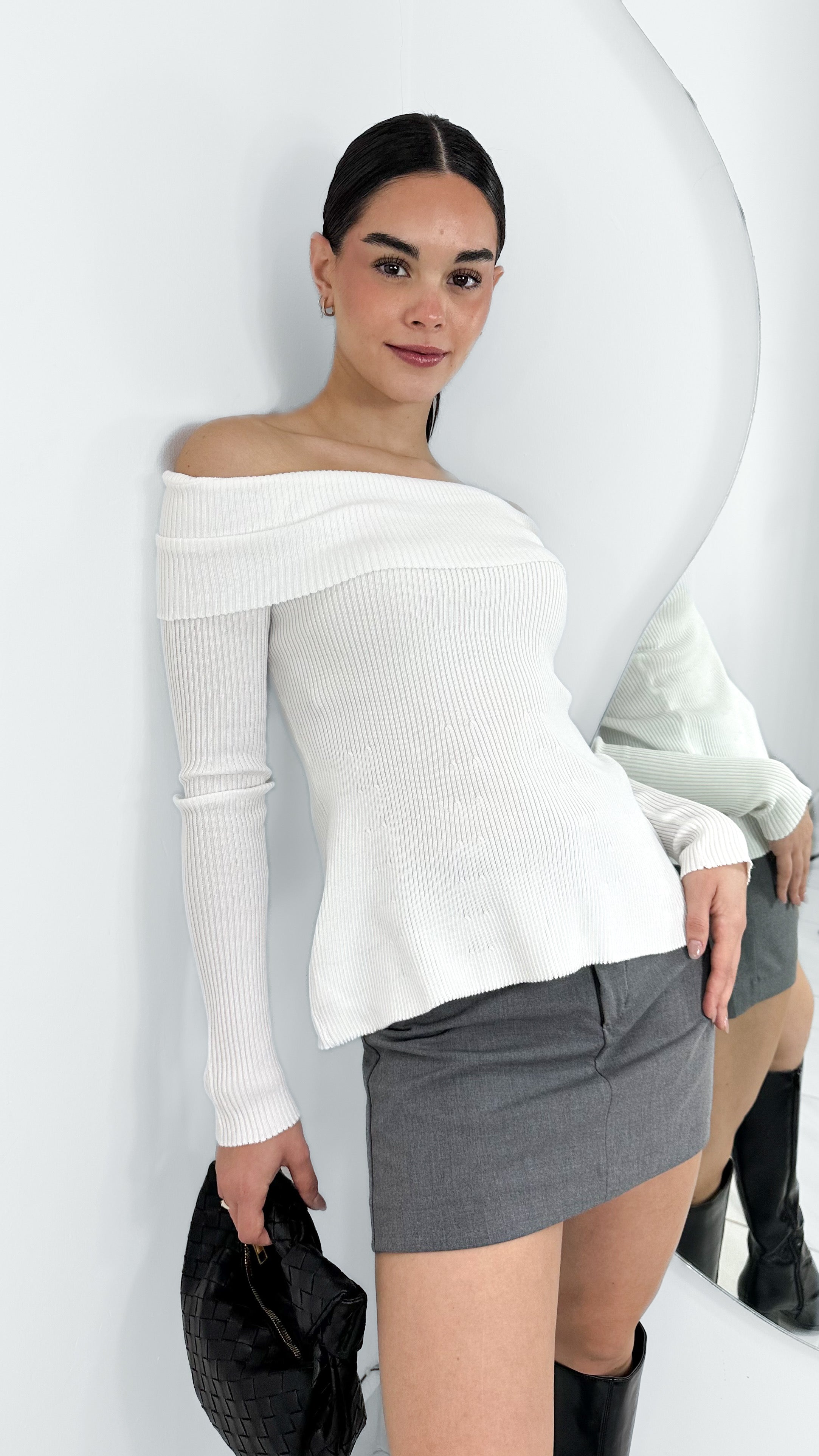 MAXI BLUSA KNIT SIN HOMBROS BLANCA