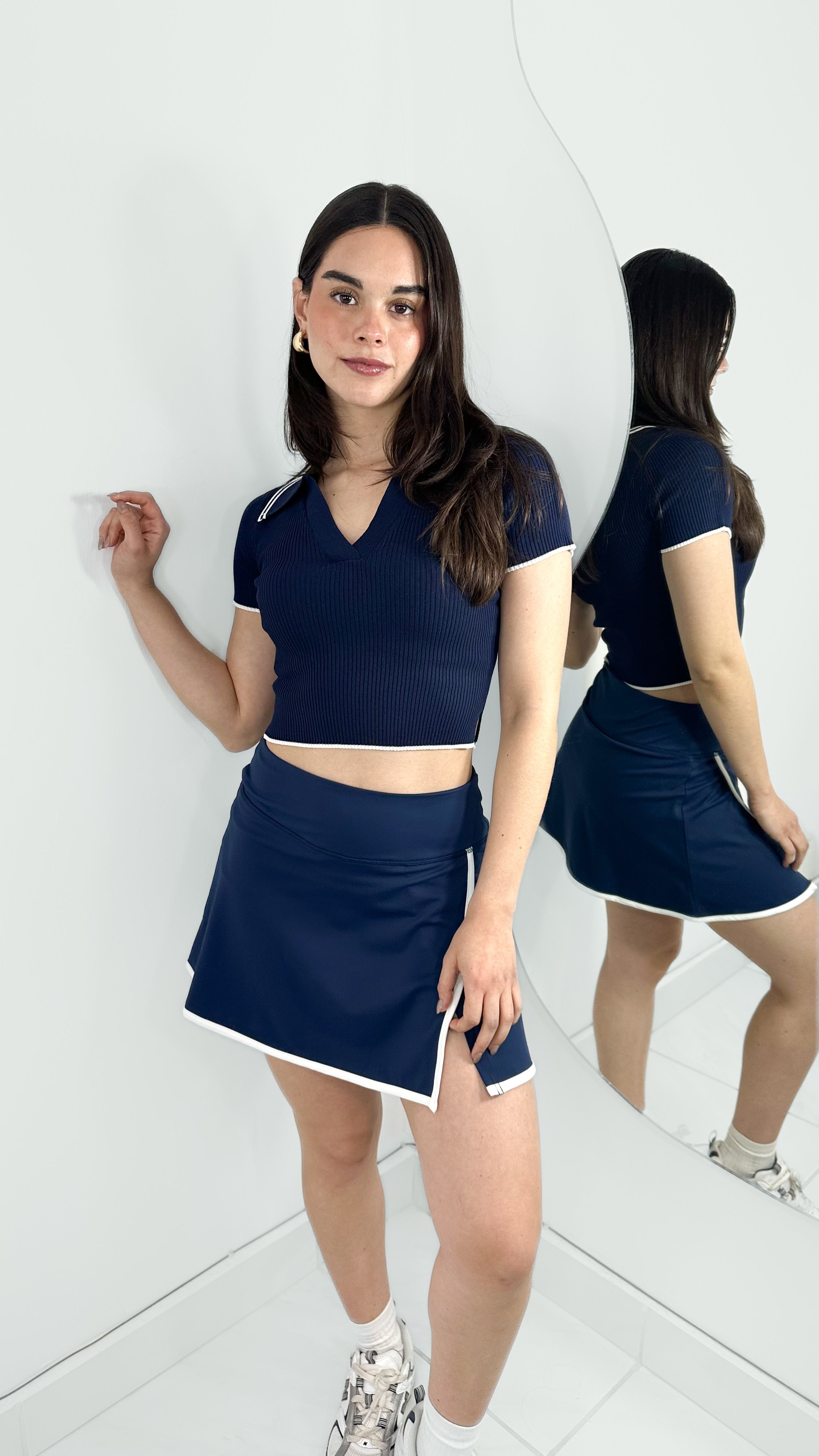 FALDA SHORT CASUAL EFECTO TENIS NAVY