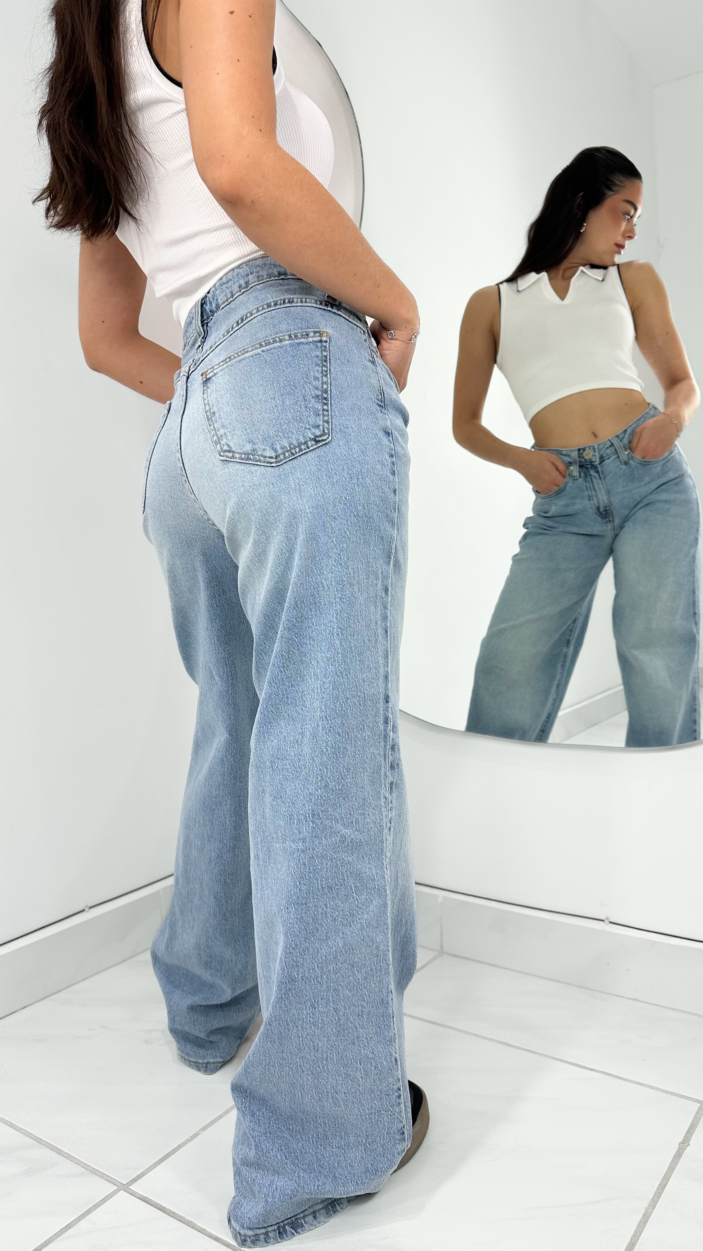 RESTOCK!DENIM HIGH WAISTED STRAIGHT JEANS SKY BLUE