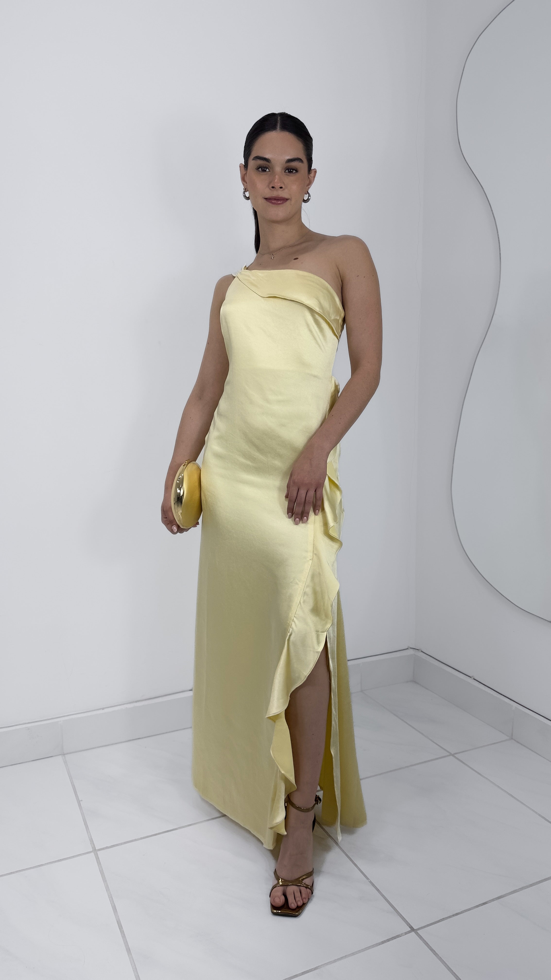 BUTTER YELLOW DRESS - VESTIDO SATINADO UN HOMBRO