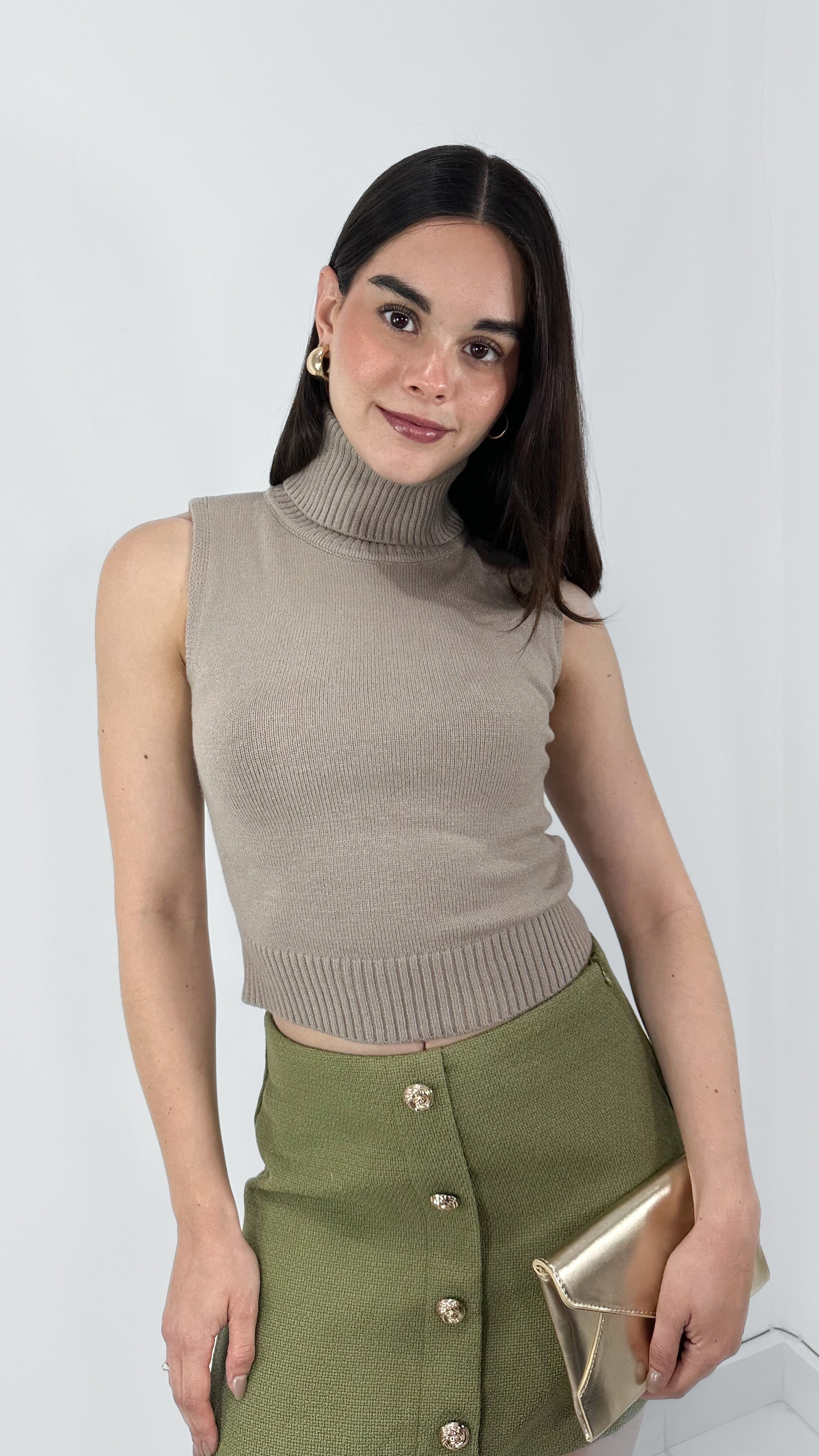 BLUSA CUELLO ALTO DE PUNTO MOCHA