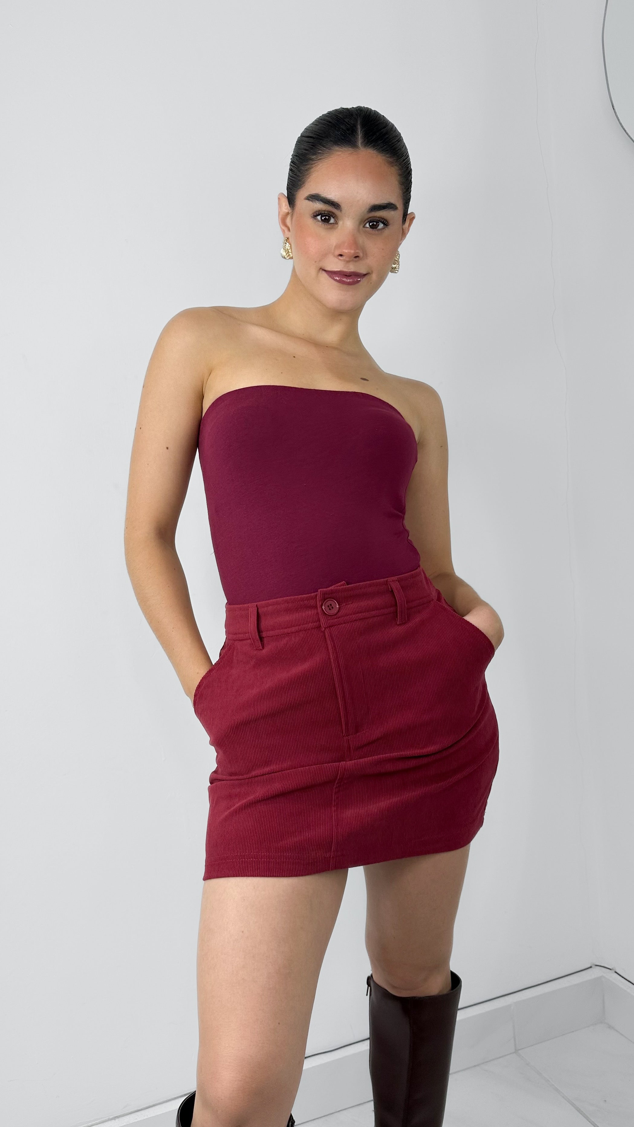 BODYSUIT STRAPLESS BURGUNDY