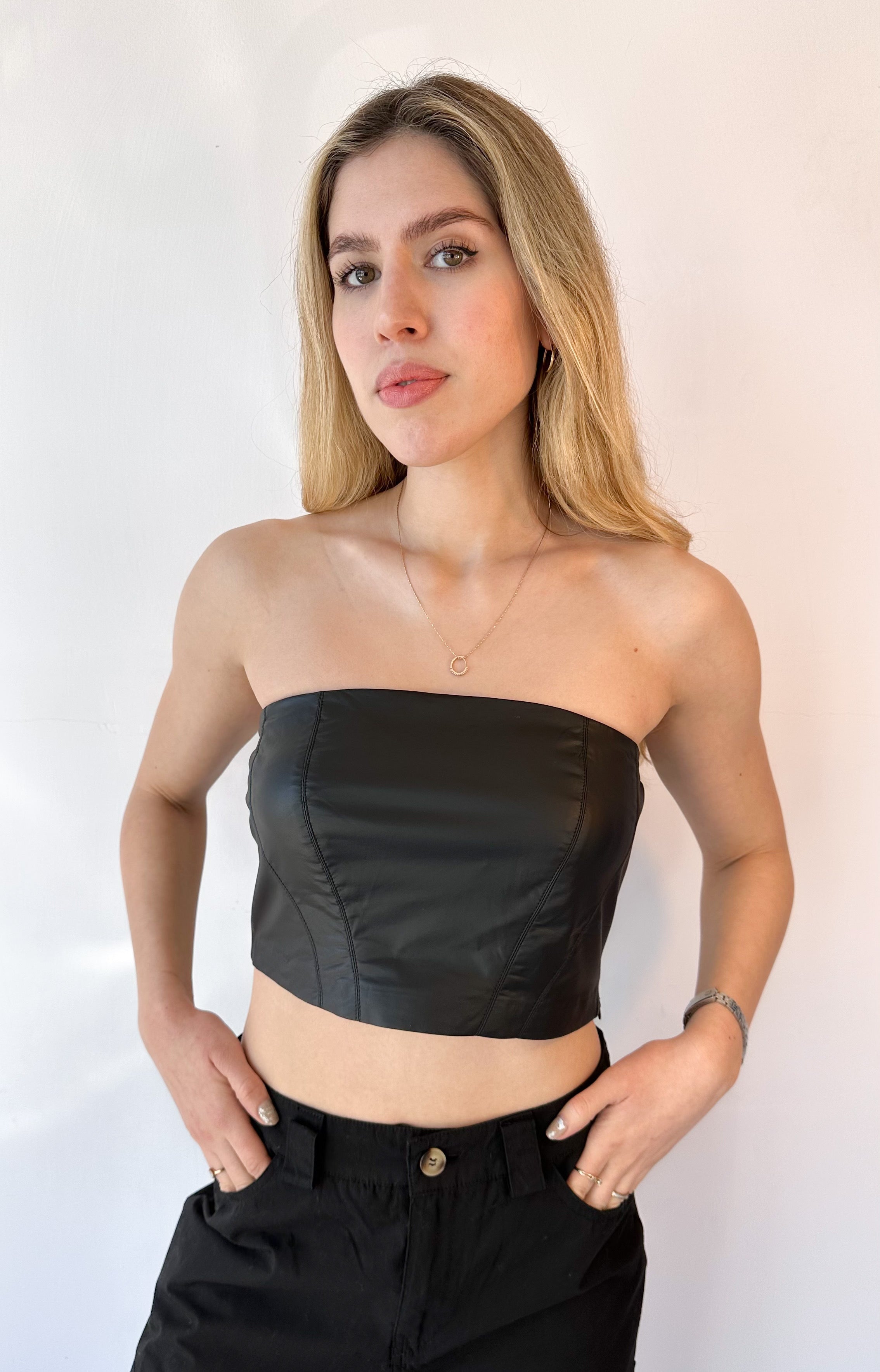 Blusa strapless negra hot sale